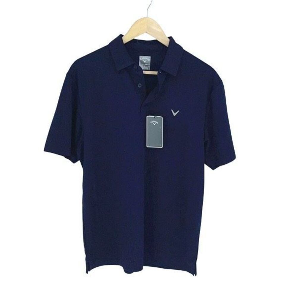 Callaway Mens Opti-Dri Sun Protection Golf Polo Shirt Navy Size Medium Nwt
